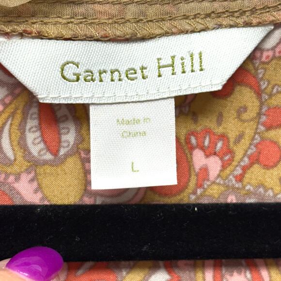 Garnet Hill Silk Dress, Boho Empire Waist, Patchwork Baby Doll Size L - Picture 3 of 7